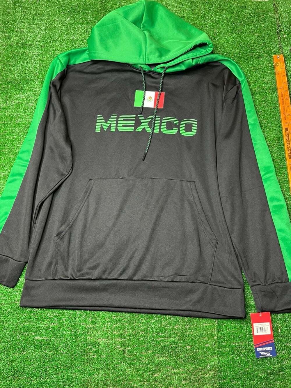 Icon Sports Mexico Pullover Official Soccer Hoodie Black/Green Size L
